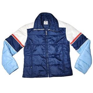 Vintage number 1 sun colorblind red white blue dual zip puffer jacket